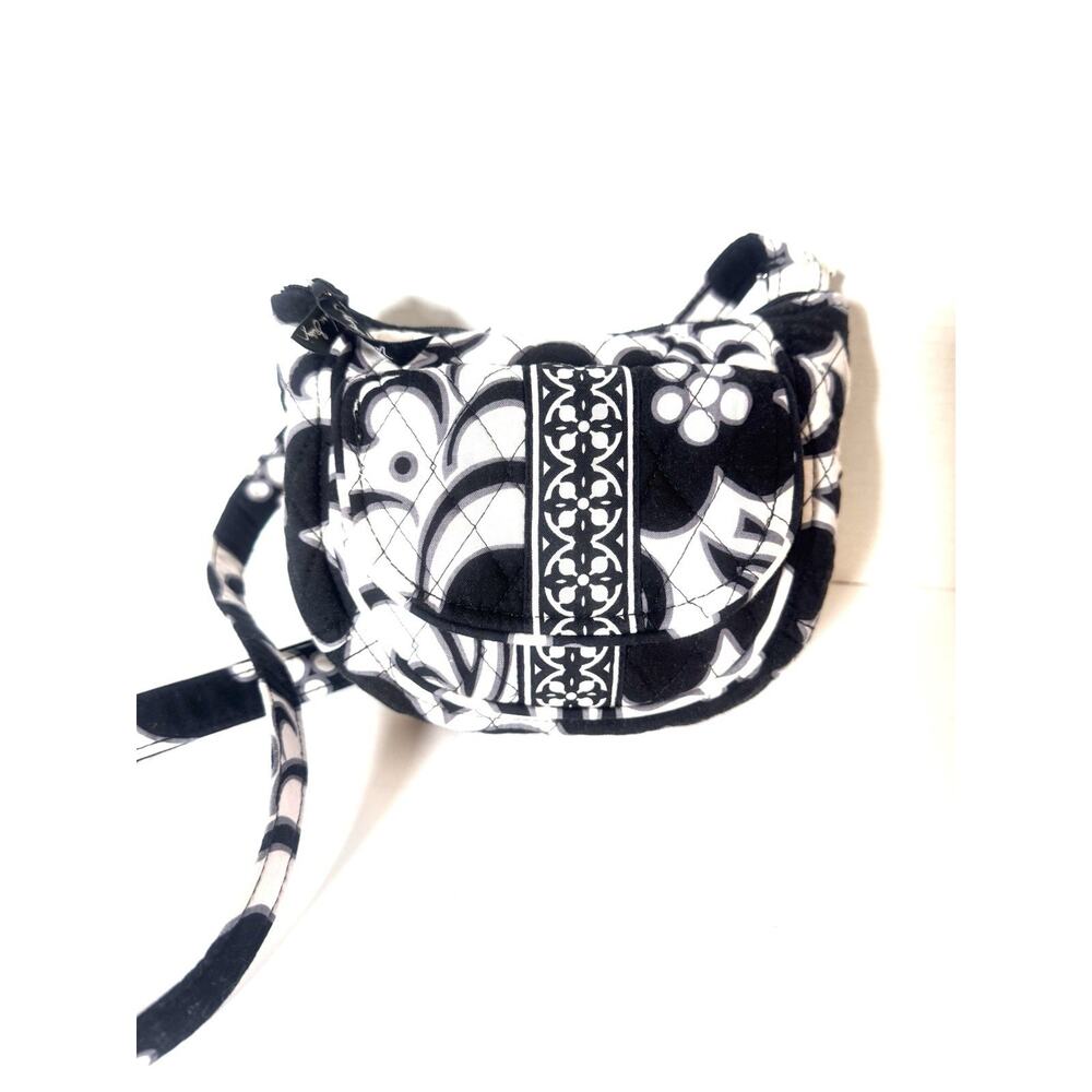 Vera Bradley Lizzy Black/White Small Crossbody Purse Shoulder Bag 7 x 8 x 1